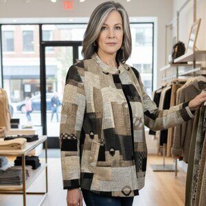 Dressbarn Tapestry Jacket 2XL Oversized Abstract Geometric Art to Wear Coat